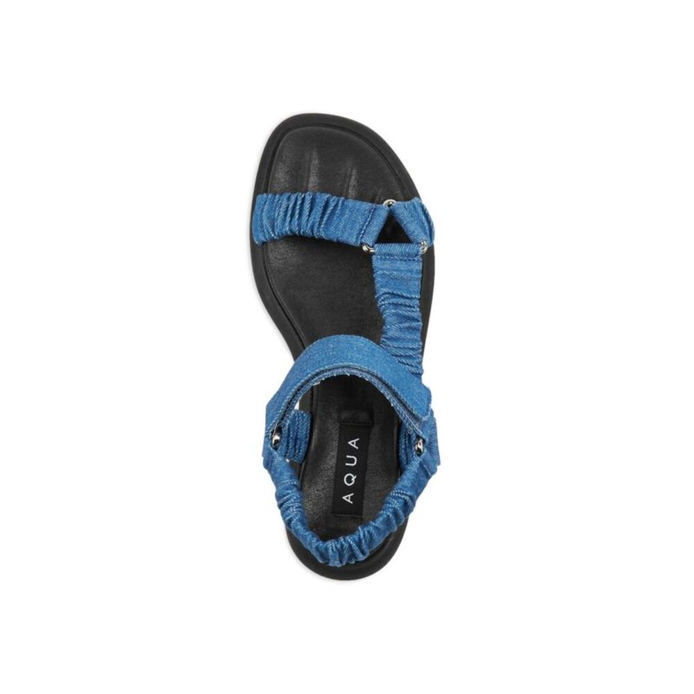 AQUA Womens Blue Cushioned Tenly Square Toe Platform Slingback Sandal 7.5 M